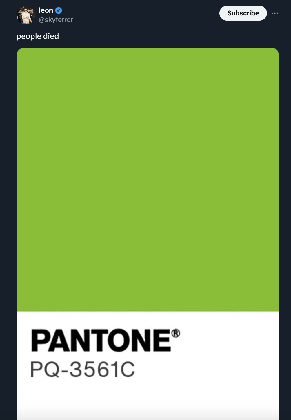 screenshot - leon people died Pantone Pq3561C Subscribe